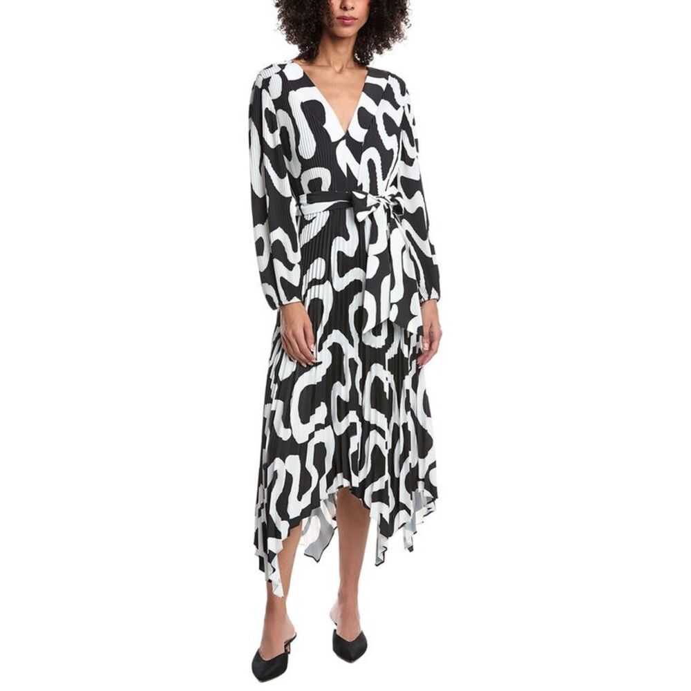 Milly Womens  Liora Ink Swirl Midi Dress, White